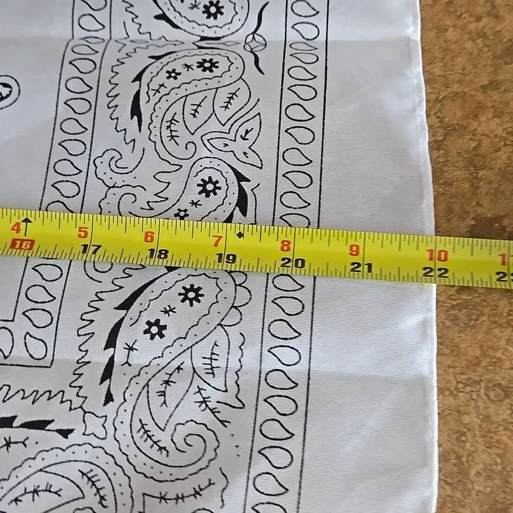Handkerchief hanky Hair Skull Cap Tie Wrap New Print Pattern White Black